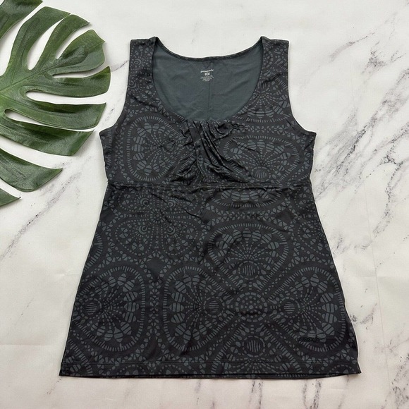 Patagonia Womens Bandha Tank Top Size M Gray Floral Stretch Scoop Neck - Picture 1 of 9
